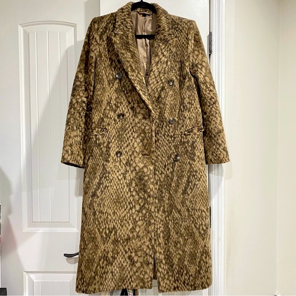& Other Stories Tailored Wool-Blend Animal Print Coat Women’s Size 4 - Picture 1 of 4